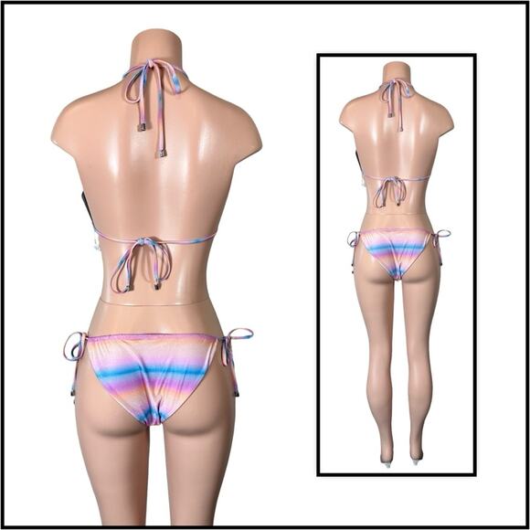 Beach Bunny Lover Triangle Top & Lover Tie Side Thong - Dawn Ombre $240 - Picture 6 of 12